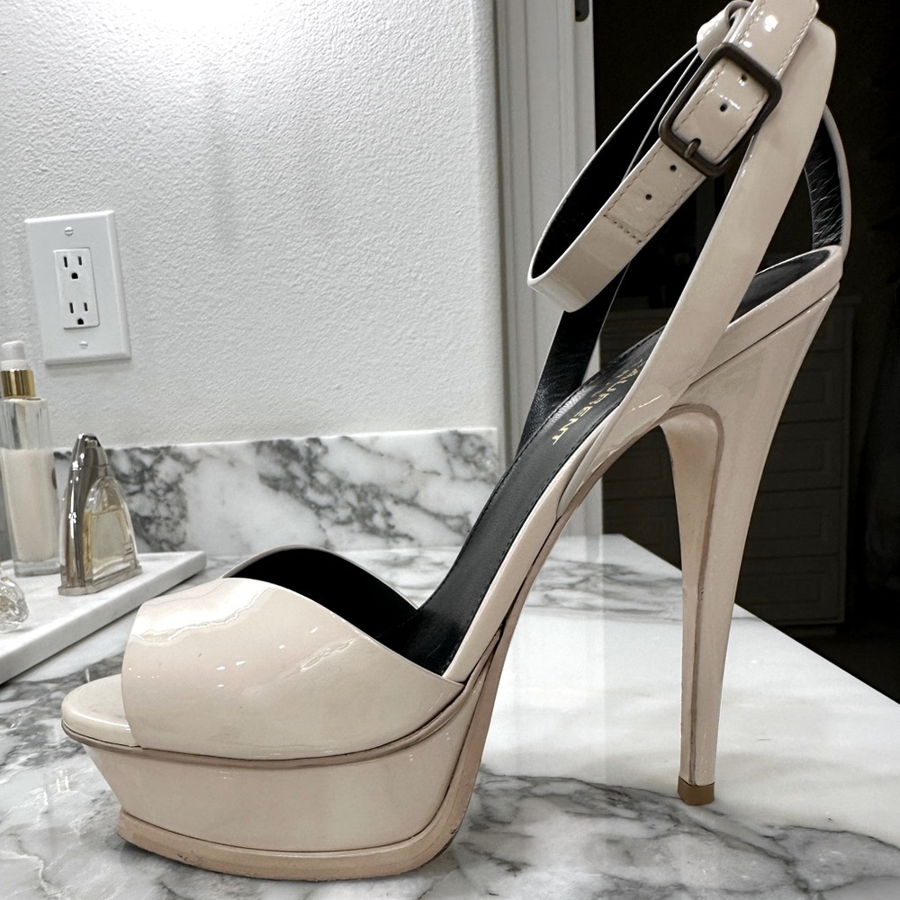 Yves Saint Laurent tribute 105 astr soft amber rose platform sandals